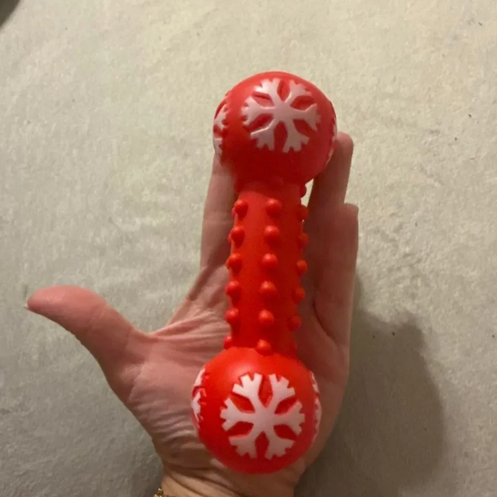 Red and white snowflake DOG TOY with squeaker